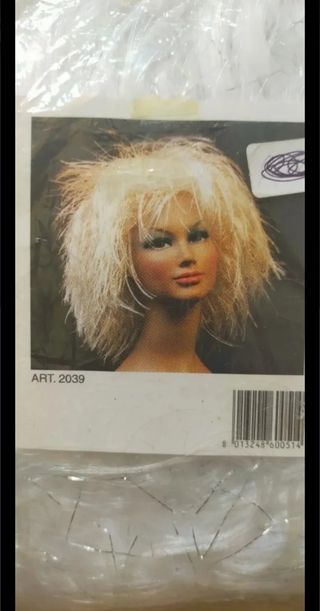 DISFRAZ PELUCA MUJER DISCO FIESTA BLANCA/PLATA.NUE