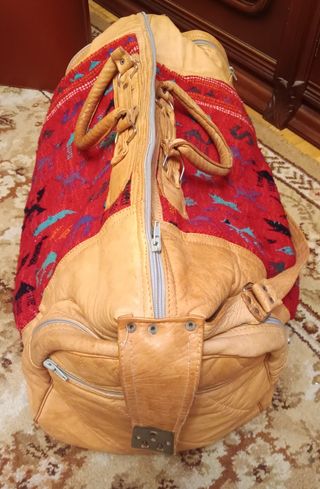 Bolso de viaje Azteca de piel y lona