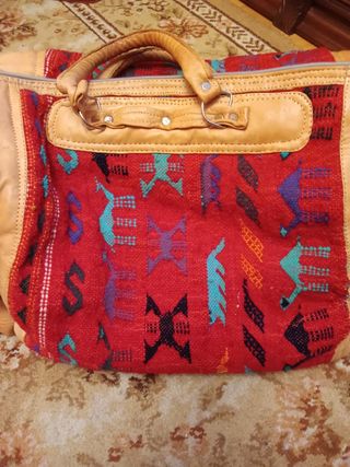 Bolso de viaje Azteca de piel y lona