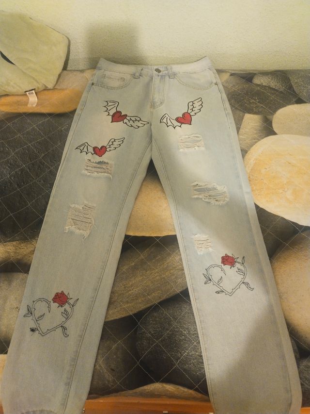 Vaqueros azules corazones