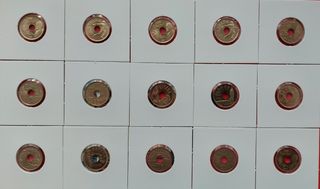 LOTE 15 MONEDAS 25 PESETAS AGUJERO 1990-2001 