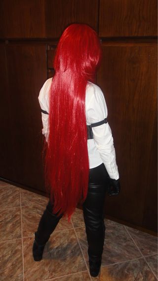 Peluca larga roja