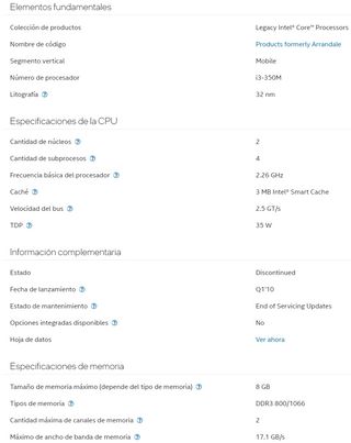 Intel Core i3-350M @ 2.27GHz BGA1288-PGA988