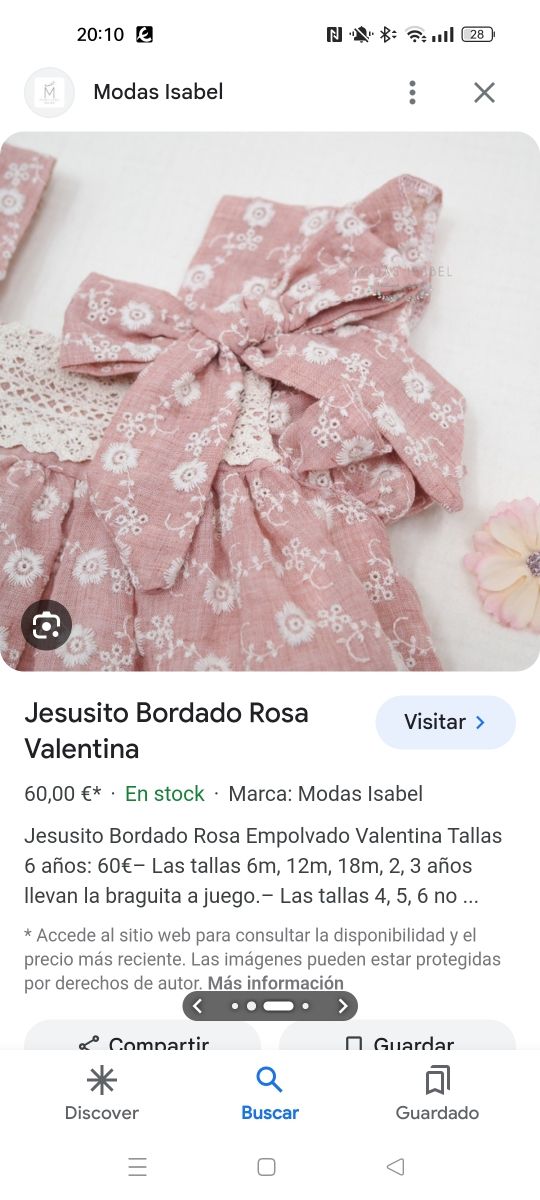 Jesusito valentina talla 36 meses