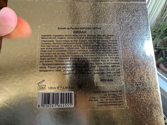 Perfume Tiziana Terenzi Sirrah(extracto 100 ml)