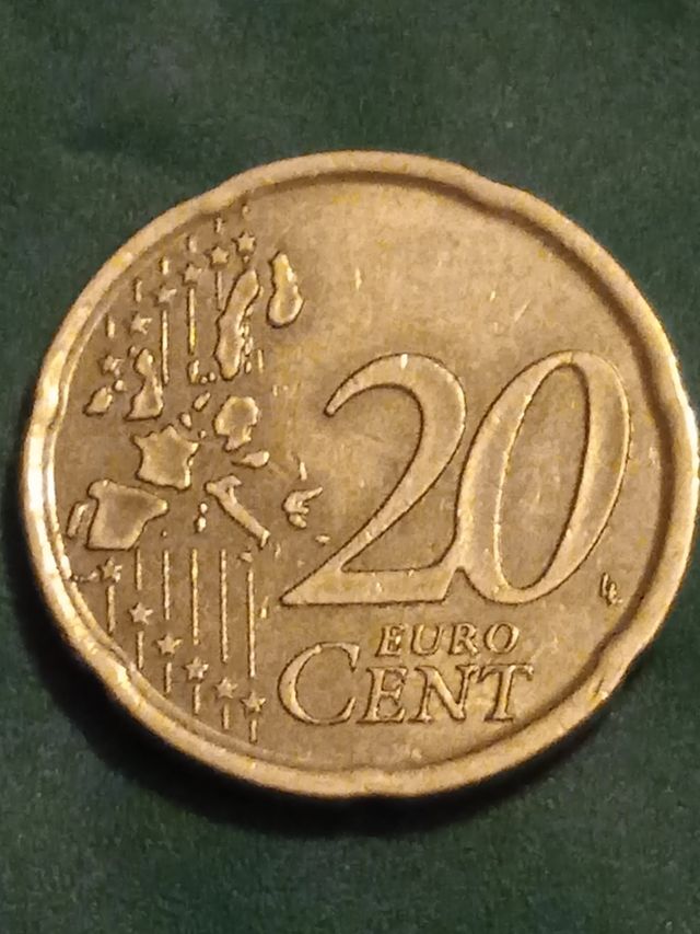 2 Monedas 20 cent Cervantes 1999 Españia, error