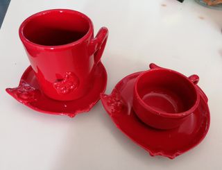 Set tazza e tazzina con 2 piattini gatto
