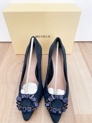 Zapato tacón azul noche Menbur