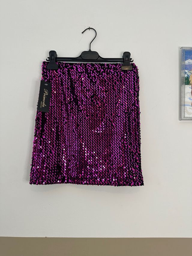 Gonna con paillettes fuxia taglia unica