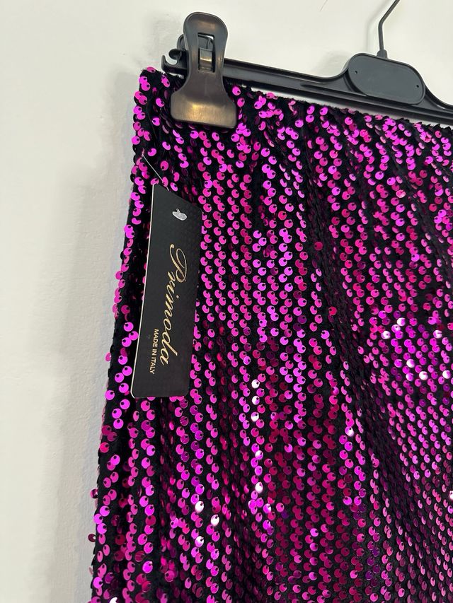 Gonna con paillettes fuxia taglia unica