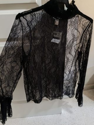 Camisa Negra Transparente H&M