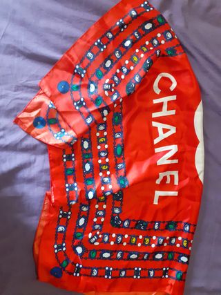 Pañuelo vintage marron con diseño de joyas nuevo