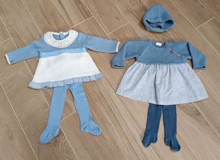 2 vestidos y leotardos Cóndor 6-9 meses