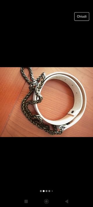 Cinta Exte' vintage pelle e catena cm 85