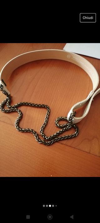 Cinta Exte' vintage pelle e catena cm 85