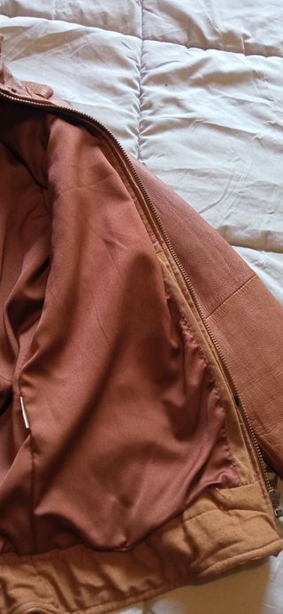 Cazadora de cuero camel talla S