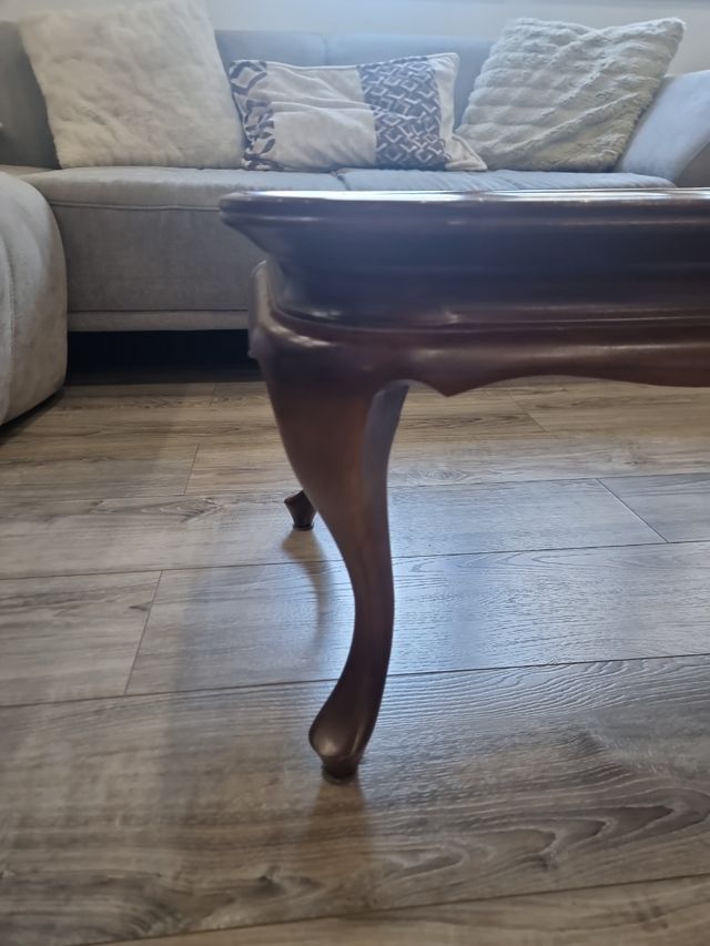 Mesa Baja Centro de madera y marmol Vintage