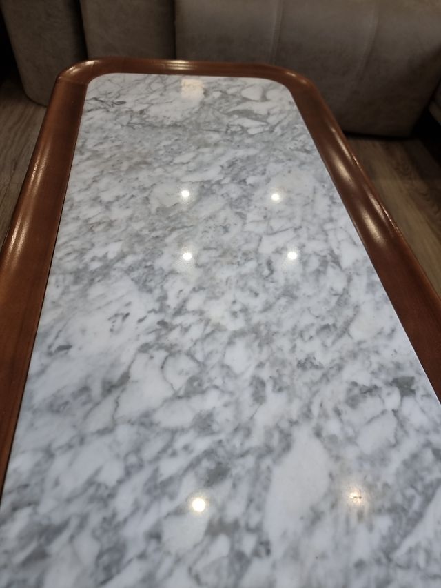 Mesa Baja Centro de madera y marmol Vintage