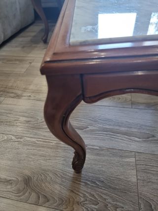 Mesa Auxiliar baja de madera y marmol