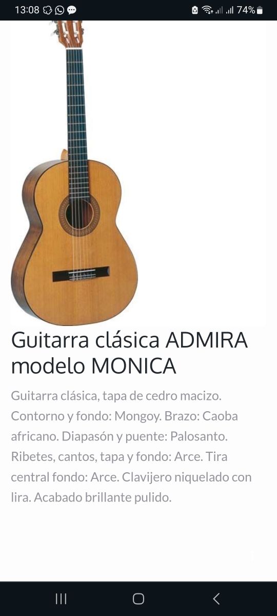GUITARRA ESPAÑOLA ADMIRA MODELO MÓNICA