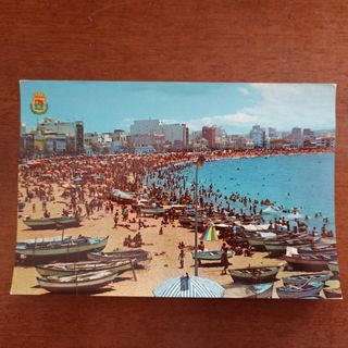 Postal años 60. Playa de las Canteras