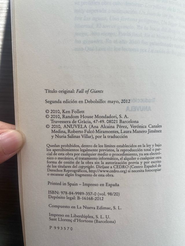 La Caída de los Gigantes - Ken Follet Libro