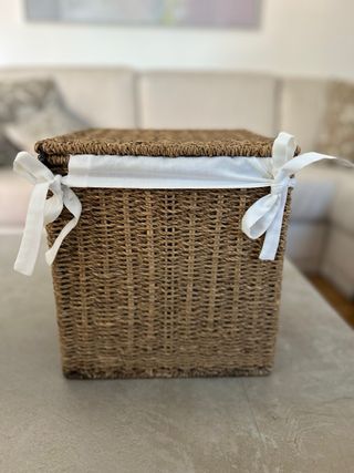 Cesta almacenaje mimbre con forro interior