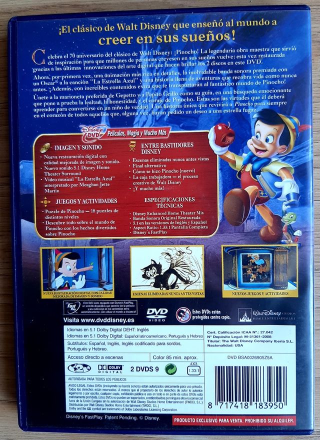 DVD PINOCHO ED. PLATINO