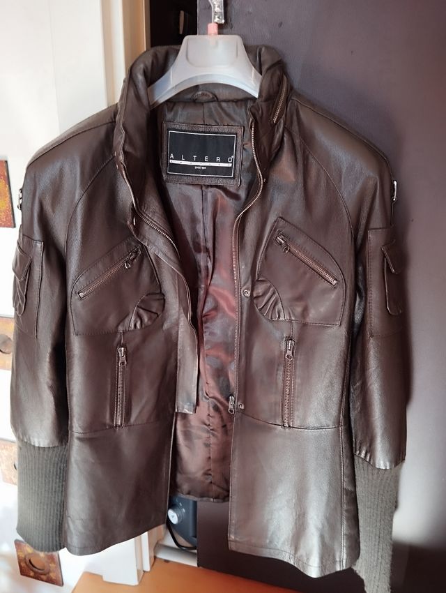 Giubbotto donna pelle marrone