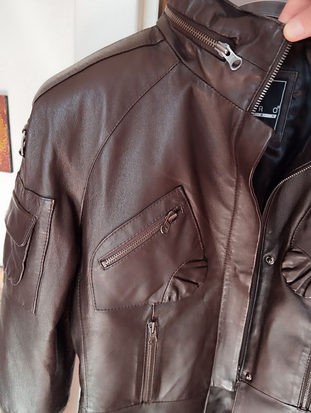 Giubbotto donna pelle marrone