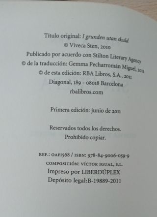 Sin Culpa Viveca Sten Serie Negra RBA  Primera edi