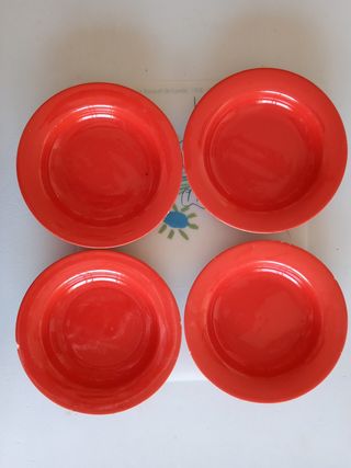 Lote de 4 platos hondos de barro