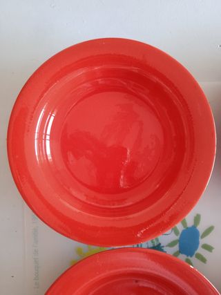 Lote de 4 platos hondos de barro