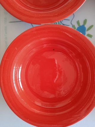 Lote de 4 platos hondos de barro