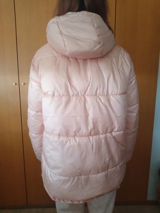 Anorak abrigo chaquetón rosa capucha Corte Inglés