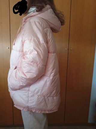 Anorak abrigo chaquetón rosa capucha Corte Inglés