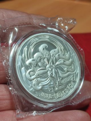 Moneda 1 Onza Plata ZORRO DE 9 COLAS