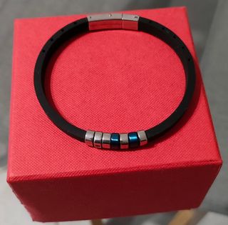 Braccialetto uomo in caucciu' e acciaio