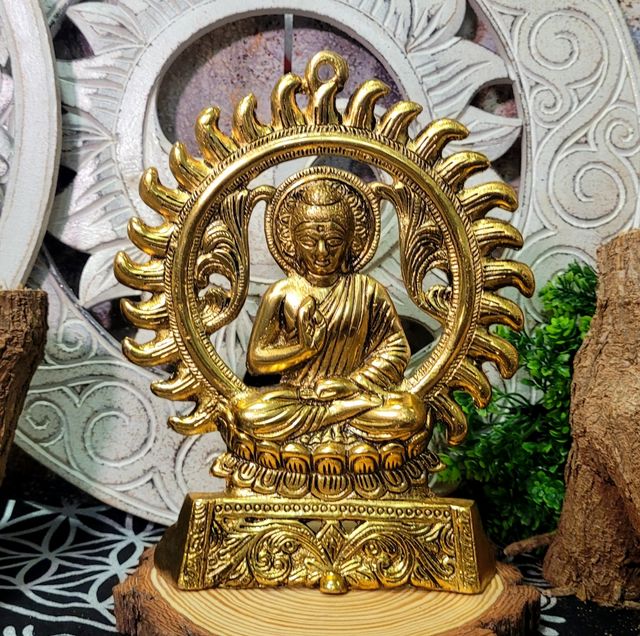 Figura de Buda Colgador de Metal Dorada