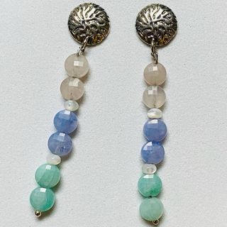 Pendientes de 3 piedras preciosas y plata ley 925