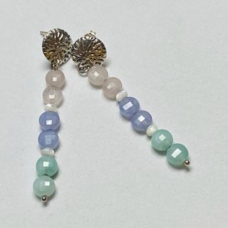 Pendientes de 3 piedras preciosas y plata ley 925