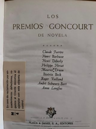 Premios Goncourt de novela