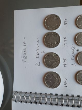 Moneda francos 1941,1942,43,44,45,47 ,48,