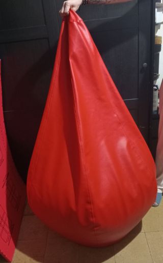 Puff pera polipiel rojo