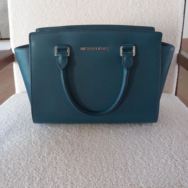 Borsa a mano in pelle blu Michael Kors