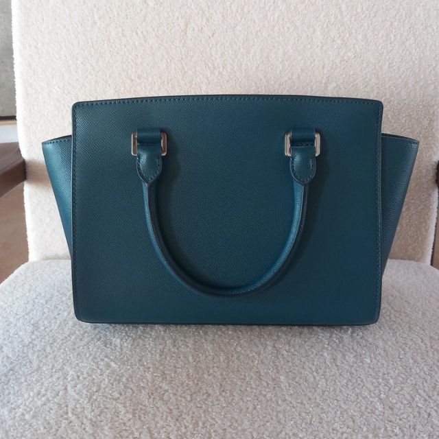 Borsa a mano in pelle blu Michael Kors