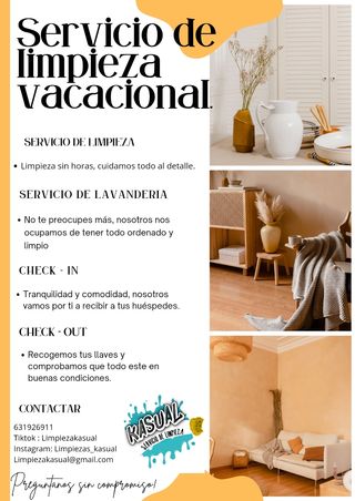 Servicio de limpieza vacacional