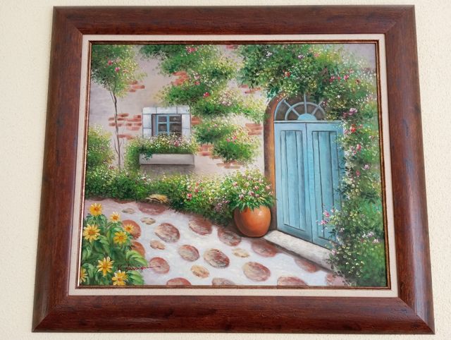 Óleo enmarcado puerta