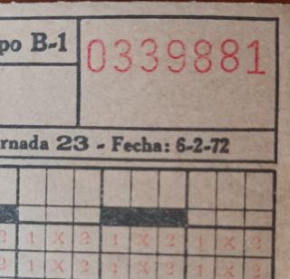 PAPELETA NUEVA QUINIELA 1972 Y 1973 SELLADA