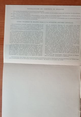 PAPELETA NUEVA QUINIELA 1972 Y 1973 SELLADA